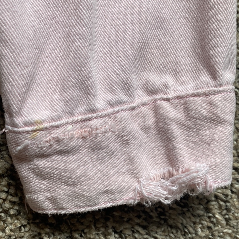 Light Pink Distressed Denim Jacket - Picture 10 of 10